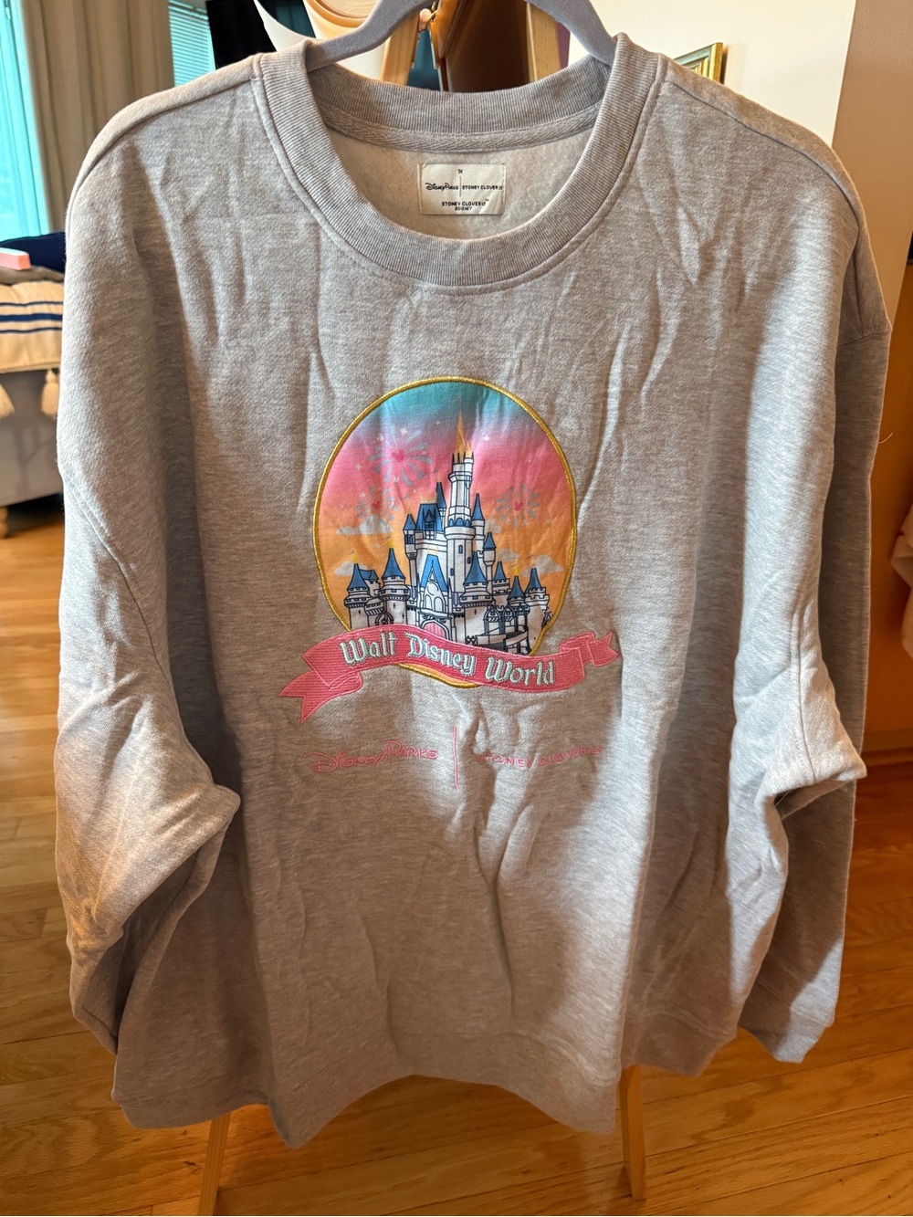 Disney Parks WDW Cinderella Castle Sweatshirt Stoney Clover Lane Gray 1X NWOT